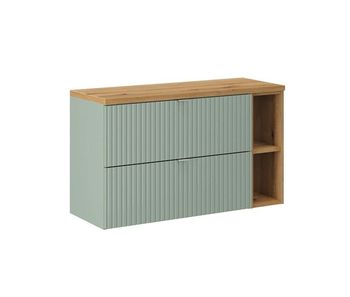 Mueble bajo lavabo 100cm 2 cajones 2 compartimientos jade verde y madera