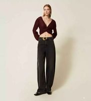 twinset para mujer 252tp2571 vaqueros negros con cinturon y maxihebillanegro 28 casual algodon denim