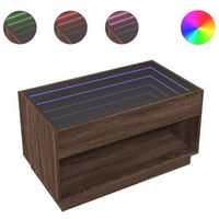 mesa de centro con infinity led marron roble 90x50x50 cm vidaxl