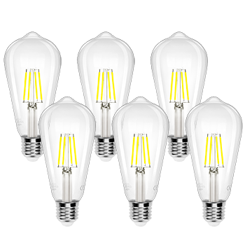 Aigostar Bombilla LED E27 con Filamento,Luz Fria 6500K,4W( Equivalente a 40W),470 Lúmenes,No Regulable,Bombillas Decorativas,Pack De 6 Uds