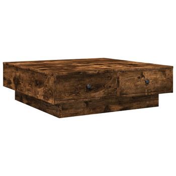 Mesa De Centro Madera De Ingeniería Roble Ahumado 90x90x28 Cm Vidaxl