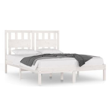 Cama Matrimonial | Cama Para Adultos | Estructura De Cama De Madera Maciza De Pino Blanca 140x200 Cm