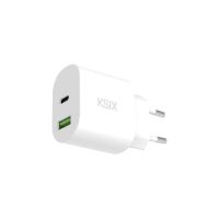 ksix cargador de red 30w power delivery carga ultrarrapida gan usb-c  usb-a blanco