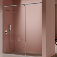 panel fijo de ducha fresh salomon straight cromado cepillado  98 - 99 cm cristal transparente