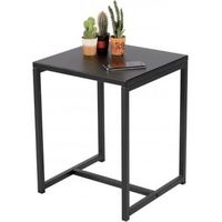 mesita auxiliar cuadrada diseno vintage metal y madera mdf 40x40x50 cm