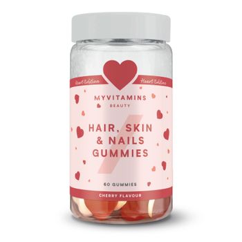 Gominolas para Cabello, Piel y Uñas - Sabor cereza y forma de corazón - 60Gominolas - Cereza