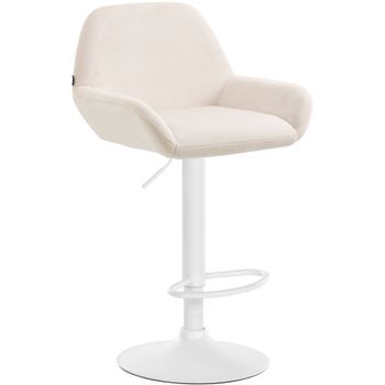 Taburete De Cocina Braga En Terciopelo Crema 52x51x89 Cm Clp