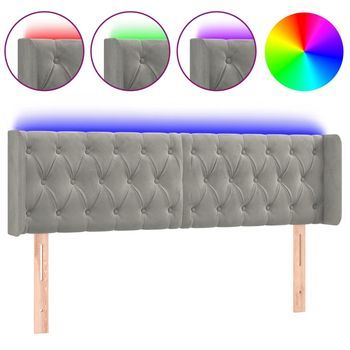 Cabecero Con Led De Terciopelo Gris Claro 163x16x78/88 Cm