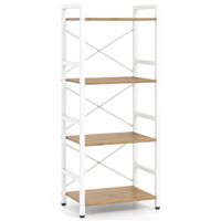 costway estanteria estrecha libreria industrial 4 niveles estructura metalica resistente diseno anticaida 415 x 275 x 100cm natural y blanco