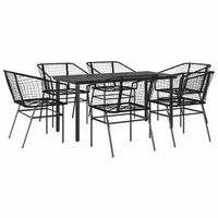 juego de comedor jardin 7 piezas  mueble de jardin ratan sintetico negro