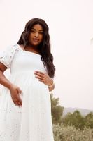 bump it up maternity vestido blanco algodon con bordados