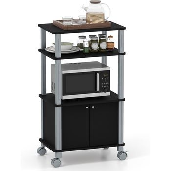 Carrito De Cocina Soporte Para Costway Microondas Y Horno Con Ruedas Estante Organizador (negro)