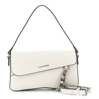 bolso de hombro con efecto piel granulada y colgante con logotipo colorido ivory taglia unica