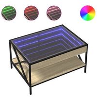 mesa de cafe  mesa de centro con infinity led roble sonoma 70x50x38 cm
