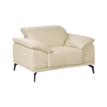 Sillón De Tela Moderno Con Reposacabezas Ajustable Y Patas Metálicas Beige Vejen
