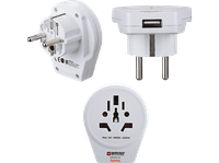 adaptador de viaje - world to europe hama 1 entradas usb 250 v compatible con hasta 200 paises blanco