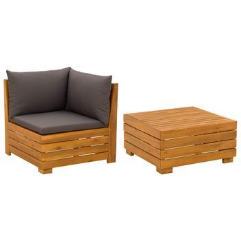 2 Pieza Conjunto De Sofás De Jardín | Mueble De Jardín Madera De Acacia Sólida