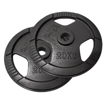 OZIO FITNESS 2 Discos de Pesas 20 kg 50 mm de 3 agarres Hierro Fitness