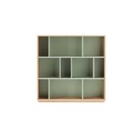 estanteria libreria en melamina roble y verde 117x119x32 cm