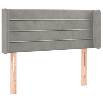 Cabecero Cama Mueble De Dormitorio Con Led De Terciopelo Claro 103 X 16 X 78/88 Cm Gris M02_0001409