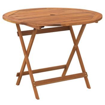 Mesa De Jardín | Mesa De Exterior Plegable Madera Maciza De Acacia Ø 90x75 Cm