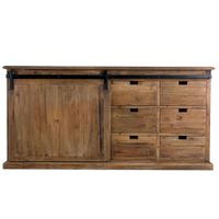 aparador de madera recuperada 6 cajones y 1 puerta corredera