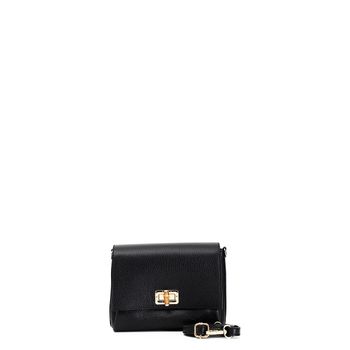 bolso de mano de piel texturizada con cierre de metal y bambú black taglia unica