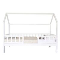 cama casita con barandilla madera blanco 90x190cm