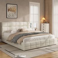 cama plataforma tapizada doble beige 180x200 cm