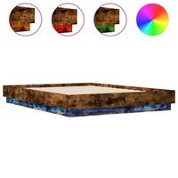 cama matrimonial  cama para adultos  estructura de cama con luces led roble ahumado 120x190 cm
