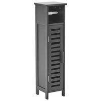 armario para papel higienico minimalista con estantes y puerta de madera de bambu negro olathe