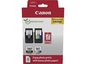 Cartucho de tinta - Canon PG-560/CL-561, 7.5 ml y 8.3 ml, 180 páginas, Negro Color (cian, magenta, amarillo)