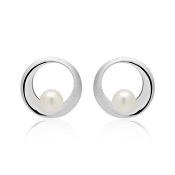 Pendientes circulares de plata 925 con perlas