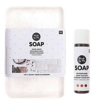 Jabón De Moldeo Transparente 100% Vegano - 250 G + Tinte De Jabón Moca