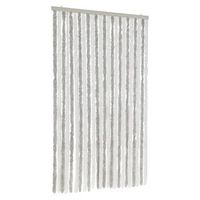 cortina antimoscas chenilla gris claro y blanco 100x220 cm