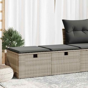 Set Sofás Jardín Y Cojines 2 Uds | Juego De Muebles De Jardín Ratán Sintético Acacia Gris Cfw24352