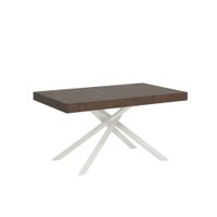 mesa extensible 90x140244 cm efecto madera nogal hierro