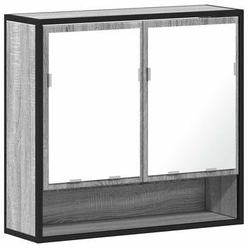 Armario Con Espejo De Baño Madera Gris Sonoma 65x20x60 Cm Vidaxl