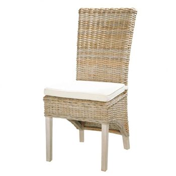 Silla de comedor de ratán Kubu y caoba maciza