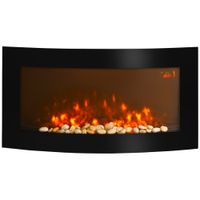 homcom chimenea electrica tipo estufa de pared con efecto llamas luz led de 7 colores con mando a distancia 1000w2000w 892x135x48cm   aosom espana