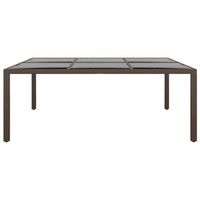 mesa de jardin  mesa de exterior superficie de vidrio ratan marron 200x150x75 cm