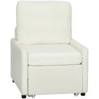 homcom sillon convertible 1 plaza con almacenamiento oculto r asiento ancho acolchado r 72 x 855 x 91 cm r crema