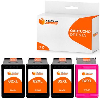Pccom Essential HP 62XL Cartucho Tinta Compatible Negro/Tricolor Pack 4