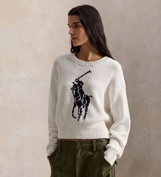 Polo Ralph Lauren para mujer. 211A96234002 Jersey de algodón con Big Pony blanco (XL), Casual
