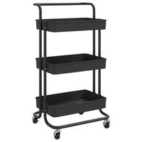 carrito de cocinarestanteria de cocina carrito de servir 3 niveles hierro y abs negro 42x35x85 cm