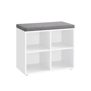 Banco Zapatero con 4 Compartimentos y 2 Estantes Ajustables, Blanco Nube
