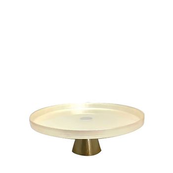 Plato de pasteles vainilla sobre pie dorado h28cm