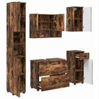 juego de muebles de bano 5 uds roble ahumado 35 x 30 x 192 cm vidaxl