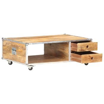 Mesa De Centro 59x89x33 Cm Mango Sin Tratar - Marrón