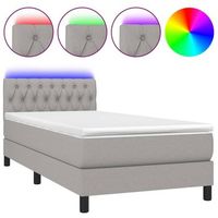 estructura de cama led con cabecero con somier colchon 90x200cm tela gris claro tdl0209456